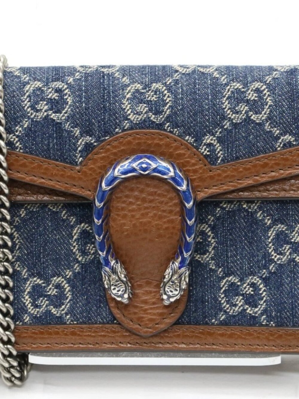 Gucci Denim GG Monogram Super Mini Dionysus Shoulder Bag - Blue